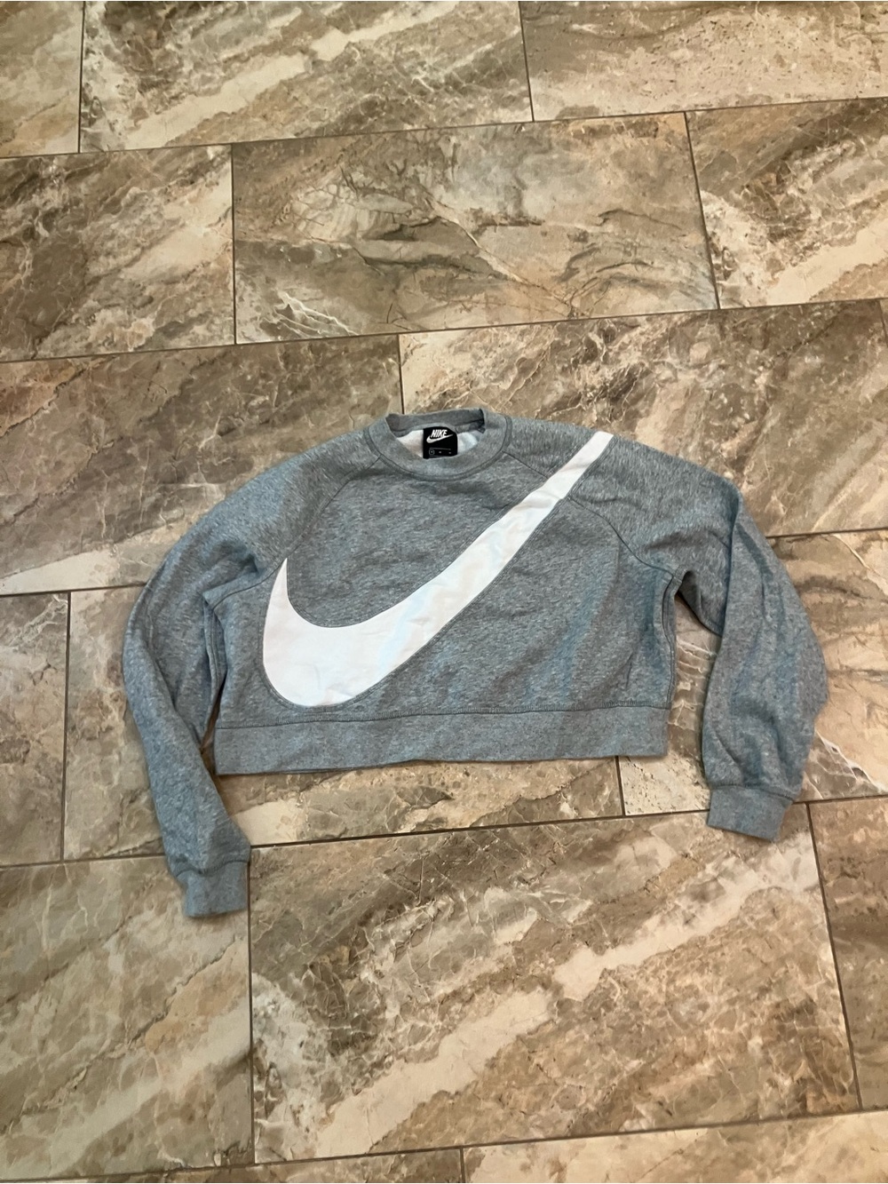Nike grey swoosh sweatshirt crop